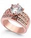 Charter Club Rose Gold-Tone Crystal Triple-Row Ring, Created for Macy's