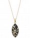 Onyx Marquise Vine Overlay 18" Pendant Necklace in 14k Gold