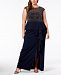 Xscape Plus Size Beaded Ruffled Gown