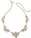 kate spade new york Gold-Tone Crystal Flower Collar Necklace, 16" + 3" extender