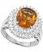 Cubic Zirconia Simulated Citrine Baguette Statement Ring in Sterling Silver