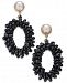 I. n. c. Extra Large Gold-Tone Bead & Imitation Pearl Drop Hoop Earrings, Created for Macy's