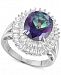 Simulated Mystic Topaz Baguette Statement Ring Sterling Silver
