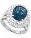 Cubic Zirconia Simulated London Blue Topaz Baguette Statement Ring in Sterling Silver