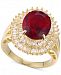 Cubic Zirconia Simulated Garnet Baguette Statement Ring 14k Gold-Plated in Sterling Silver