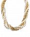 2028 Gold-Tone Imitation Pearl and Chain Torsade Necklace