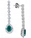 Emerald (4 ct. t. w. ) and White Topaz (4 ct. t. w. ) Drop Earrings, Set in Sterling Silver