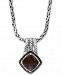 Effy Smoky Quartz (3-3/4 ct. t. w. ) and Black Diamond (1/5 ct. t. w. ) 18" Pendant Necklace in Sterling Silver and 18k Gold
