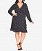 City Chic Trendy Plus Size Polka-Dot Ruffled Wrap Dress