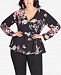 City Chic Trendy Plus Size Misty Printed Wrap Top