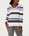 Karen Scott Cotton Striped Ribbed-Knit Sweater, Created for Macy's