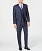 Michael Kors Men's Classic/Regular Fit Natural Stretch Blue Check Vested Wool Suit