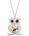 Multi-Gemstone Openwork Owl 18" Pendant Necklace (2-1/8 ct. t. w. ) in Sterling Silver