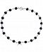 Onyx (8mm) Bead Link 21" Collar Necklace in Sterling Silver