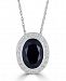 Onyx (18 x 13mm) & Diamond (1/10 ct. t. w. ) 18" Pendant Necklace in Sterling Silver