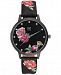 I. n. c. Women's Black Floral Faux Leather Strap Watch 38mm, Created for Macy's
