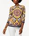 Charter Club Petite Printed Boat-Neck Top, Created For Macy's