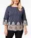 Charter Club Plus Size Printed Boat-Neck Top, Created for Macy's