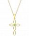 Emerald Accent Cross 18" Pendant Necklace in 18k Gold-Plated Sterling Silver