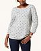 Karen Scott Petite Dot-Print 3/4-Sleeve Sweater, Created for Macy's