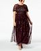 Adrianna Papell Plus Size Floral-Sequined Gown