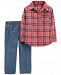 Carter's Toddler Boys 2-Pc. Plaid Flannel Cotton Shirt & Pull-On Jeans Set