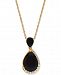 Onyx (7 x 5mm & 14 x 10mm) & White Topaz (1/4 ct. t. w. ) 18" Pendant Necklace in 14k Gold-Plated Sterling Silver