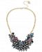 Betsey Johnson Gold-Tone Imitation Pearl and Pave Butterfly Statement Necklace, 16" + 3" extender