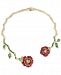 Betsey Johnson Gold-Tone Multicolor Crystal Rose 18" Collar Necklace