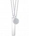 Unwritten 2-Pc. Set Crystal Disc & Polished Bar Pendant Necklaces in Sterling Silver, 16" + 2" extenders