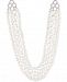 Carolee Silver-Tone Crystal, Imitation & Freshwater Pearl (4-12mm) 16" Multi-Row Necklace