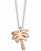 Unwritten Tropical Vibes Palm Tree Pendant Necklace in Sterling Silver & Rose Gold-Flash, 16" + 2" extender