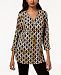 Jm Collection Petite Printed Zip-Neck Tunic, Created for Macy's