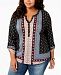 Style & Co Plus Size Mixed-Print Shirttail Hem Blouse, Created for Macy's