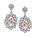 2028 Silver-Tone Crystal and Pink Porcelain Rose Drop Earrings