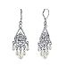 2028 Silver-Tone Crystal and Simulated Pearl Chandelier Drop Earrings