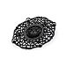 2028 Black-Tone Belle Epoch Oval Filigree Bar Pin with Black Carved Center Stone