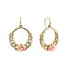 2028 Gold-Tone Pink Porcelain Rose with Simulated Pearl Front Face 1 1/2" Medium Hoop Earrings