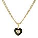 2028 Gold-Tone Black Enamel Heart with Swarovski Crystal Accent Necklace 16" Adjustable