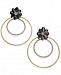 Thalia Sodi Extra Large 2.75" Two-Tone Crystal Flower Double Hoop Earrings, Created for Macy's