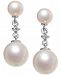 Cultured Freshwater Pearl (8 & 5mm) & Diamond Accent Drop Earrings in 14k White Gold