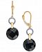Onyx (12mm) & Diamond (1/6 ct. t. w. ) Drop Earrings in 14k Gold