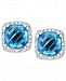 Effy Blue Topaz (4-1/3 ct. t. w. ) & Diamond (1/6 ct. t. w. ) Halo Stud Earrings in 14k White Gold