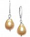 Cultured Baroque Golden South Sea Pearl (10-13mm) Drop Earrings in Sterling Silver