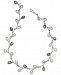 White & Pink Keshi Freshwater Pearl (7-1/2mm) Vine 17-1/2" Collar Necklace in Sterling Silver