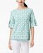 Charter Club Petite Printed Bell-Sleeve Top, Created for Macy's