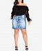 City Chic Trendy Plus Size Fray-Hem Mini Skirt