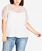 City Chic Trendy Plus Size Mirage Lace-Trimmed Top