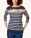 Charter Club Striped and Floral-Print Top, Created for Macy's