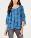 Style & Co Plaid Crossover Top, Created for Macy's